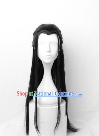 Chinese Ming Dynasty Swordsman Wigs Traditional Cosplay Childe Headdress Ancient Young Male Hairpieces