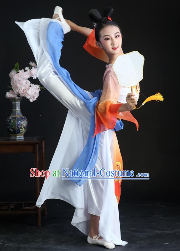 China Children Classical Dance Costumes Girl Stage Performance Dancewear Court Dance Clothing Palace Fan Dance Outfits