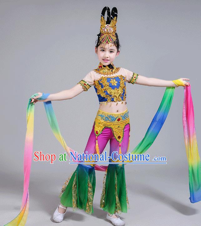 China Flying Dance Clothing Dunhuang Apsaras Dance Dress Children Classical Dance Costumes Girl Stage Performance Dancewear