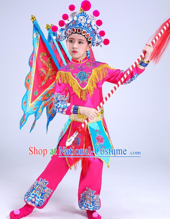 China Opera Dance Pink Outfits Children Classical Dance Costumes Girl Stage Performance Dancewear Peking Opera Blues Clothing