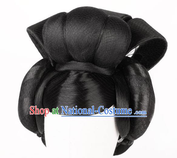 Chinese Traditional Hanfu Wigs Chignon Ancient Court Woman Headdress Tang Dynasty Imperial Concubine Hairpieces