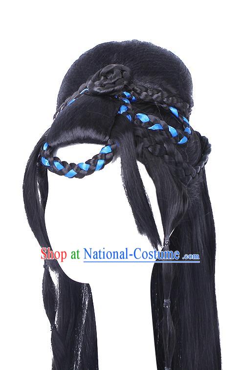 Chinese Tang Dynasty Imperial Concubine Hairpieces Traditional Hanfu Wigs Chignon Ancient Court Princess Headdress