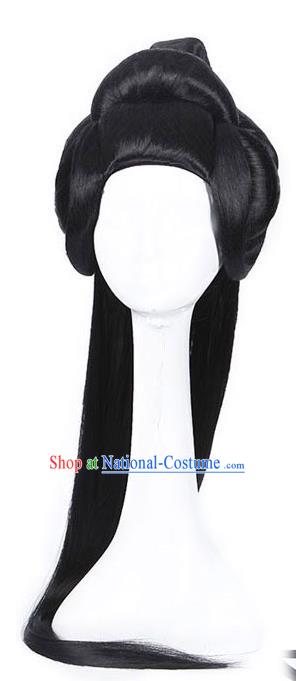 Chinese Ancient Fairy Headdress Jin Dynasty Princess Hairpieces Traditional Hanfu Young Beauty Wigs Chignon