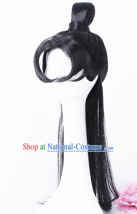 Chinese Traditional Cosplay Knight Headdress Ancient Young Swordsman Hairpieces Handmade Ming Dynasty Childe Wigs