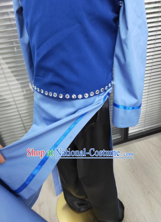 Chinese Folk Dance Blue Outfits Girl Minguo Costumes Yangko Dance Clothing Children Cross Talk Performance Uniforms