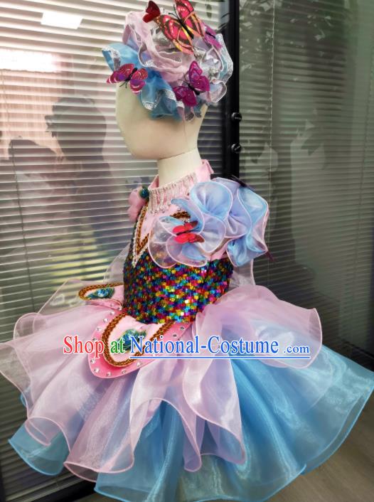 Professional Girl Catwalks Clothing Stage Performance Garment Children Modern Dance Fashion Compere Bubble Dress