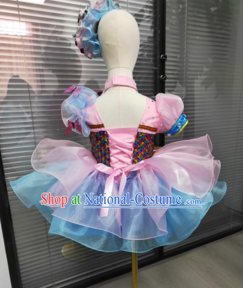 Professional Girl Catwalks Clothing Stage Performance Garment Children Modern Dance Fashion Compere Bubble Dress