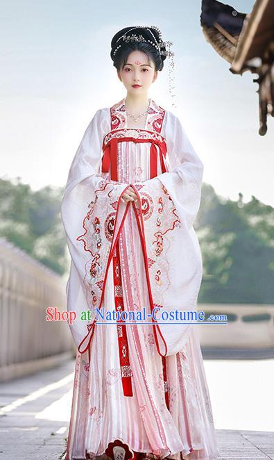 China Tang Dynasty Princess Historical Clothing Traditional Pink Hanfu Dress Ancient Royal Infanta Garment Costumes