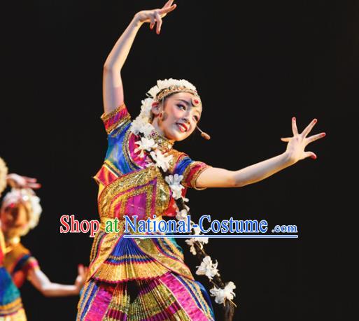 Chinese Uighur Minority Girl Dress Outfits Uyghur Nationality Folk Dance Clothing Xinjiang Ethnic Children Performance Garments