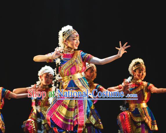 Chinese Uighur Minority Girl Dress Outfits Uyghur Nationality Folk Dance Clothing Xinjiang Ethnic Children Performance Garments