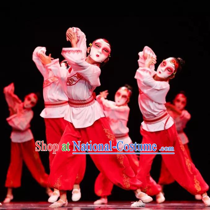 China Children Classical Dance Costumes Stage Performance Dancewear Opera Dance Clothing Facial Makeup Dance Outfits