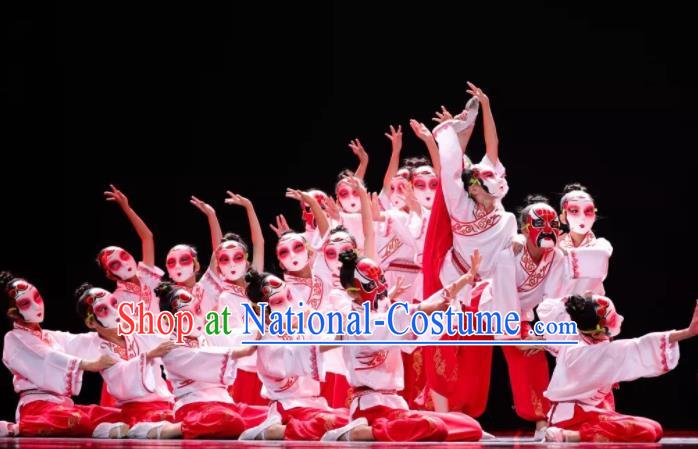 China Children Classical Dance Costumes Stage Performance Dancewear Opera Dance Clothing Facial Makeup Dance Outfits