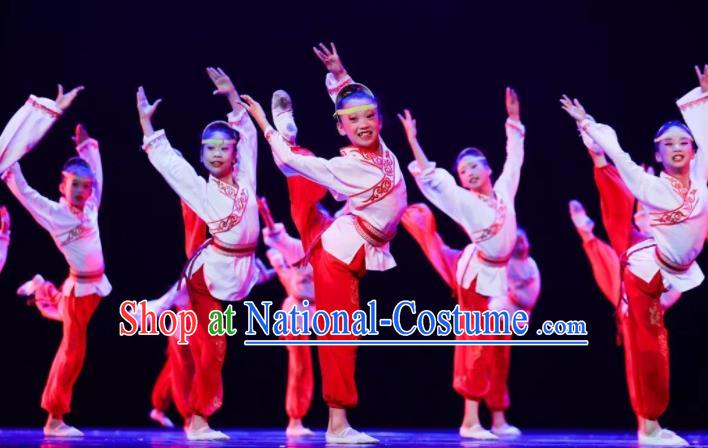 China Children Classical Dance Costumes Stage Performance Dancewear Opera Dance Clothing Facial Makeup Dance Outfits