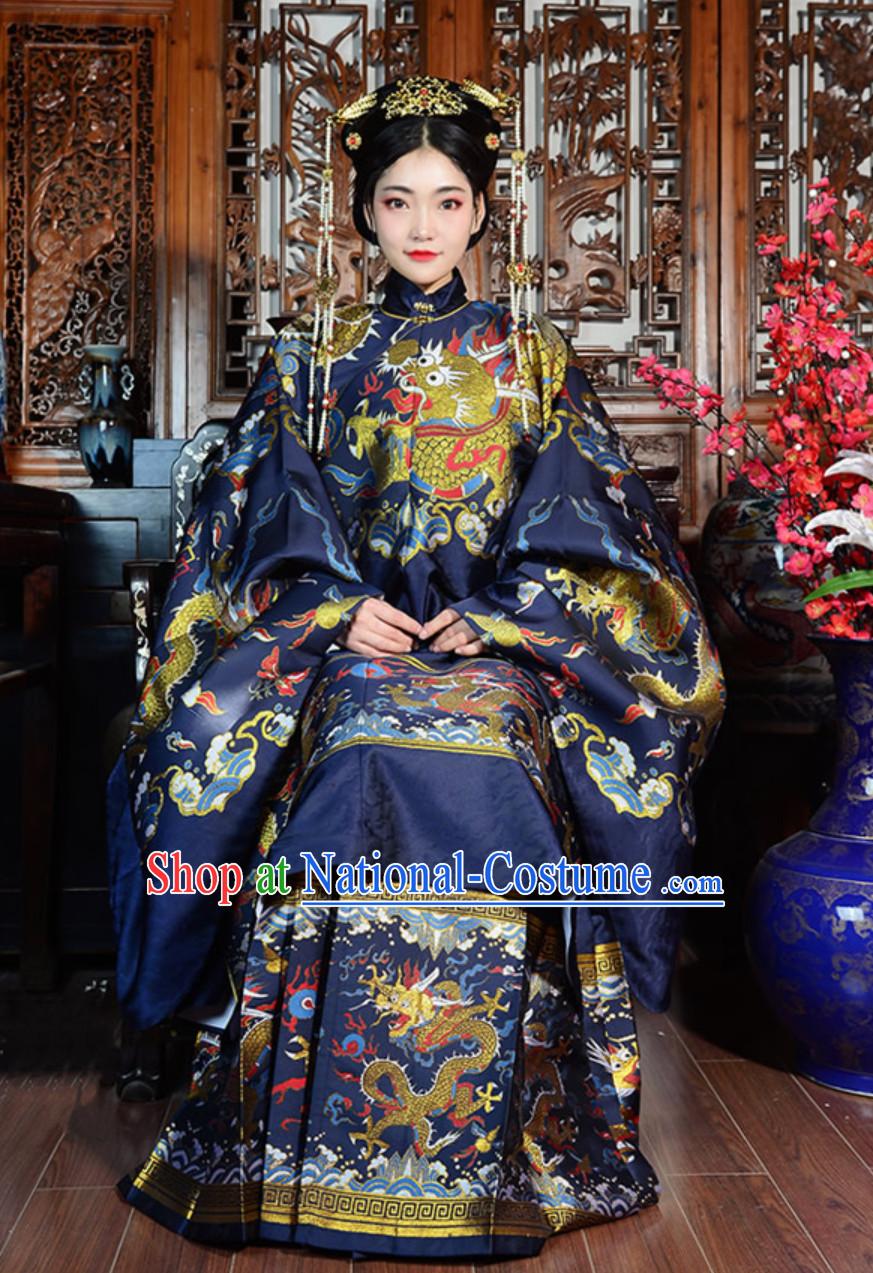 Top Chinese Ancient Imperial Queen Wedding Embroidered Garment Ming Dynasty Princess Garments for Women