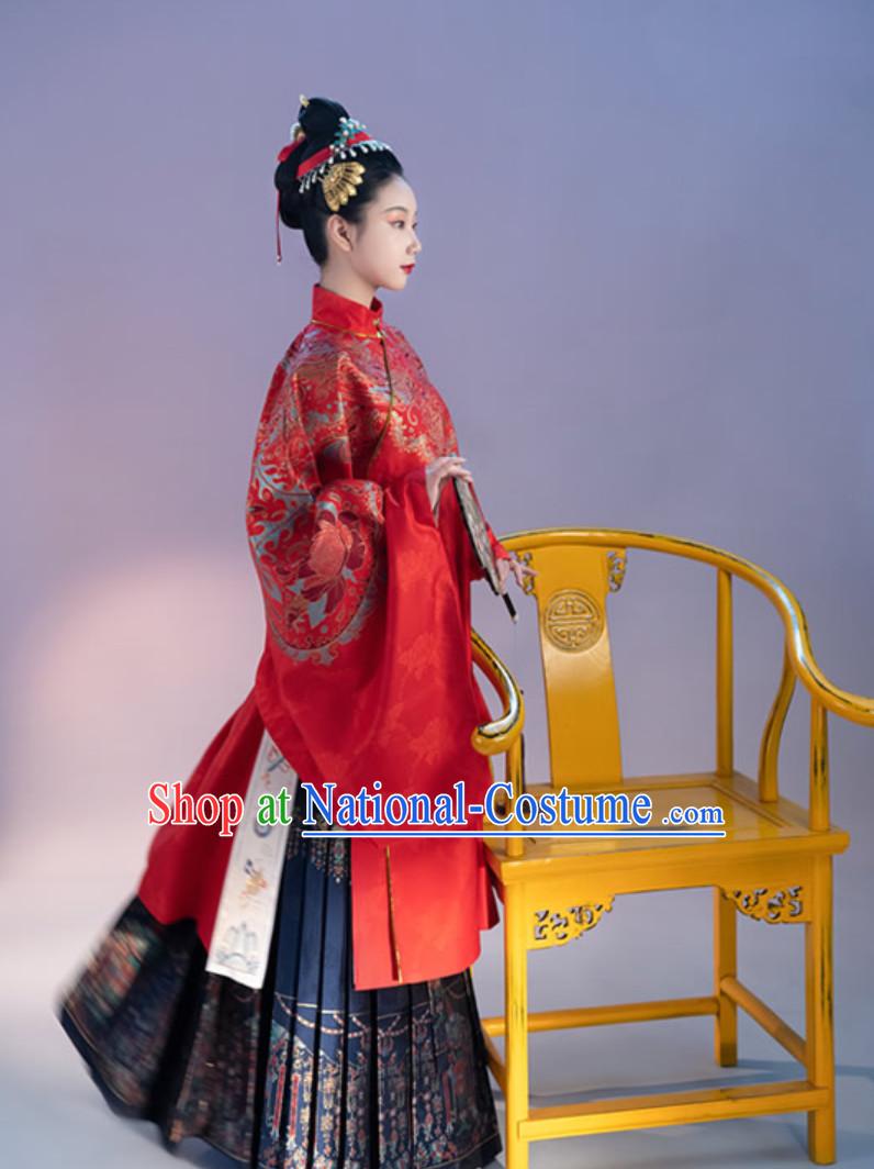 Top Chinese Ancient Imperial Queen Wedding Embroidered Garment Ming Dynasty Princess Garments for Women