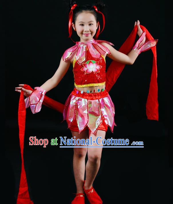 China Lotus Dance Outfits Children Classical Dance Costumes Stage Performance Dancewear Ne Zha Dance Clothing