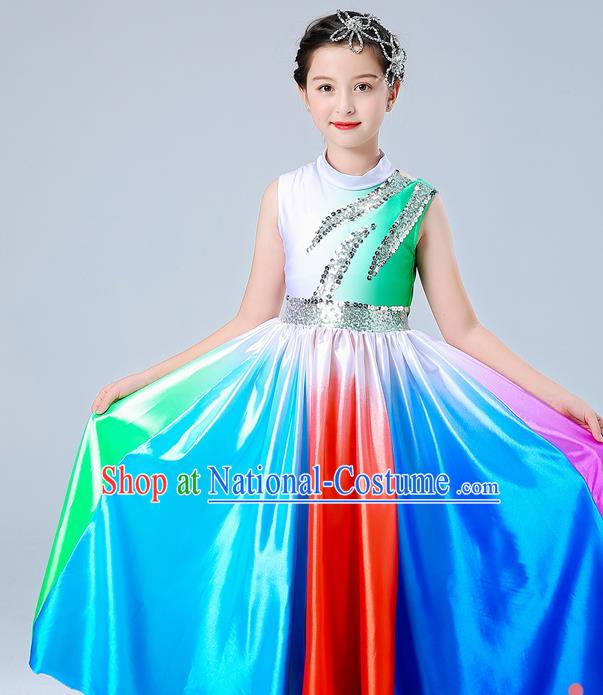 Professional Stage Performance Colorful Dress Opening Dance Costume Girl Modern Dance Clothing Chorus Group Fashion