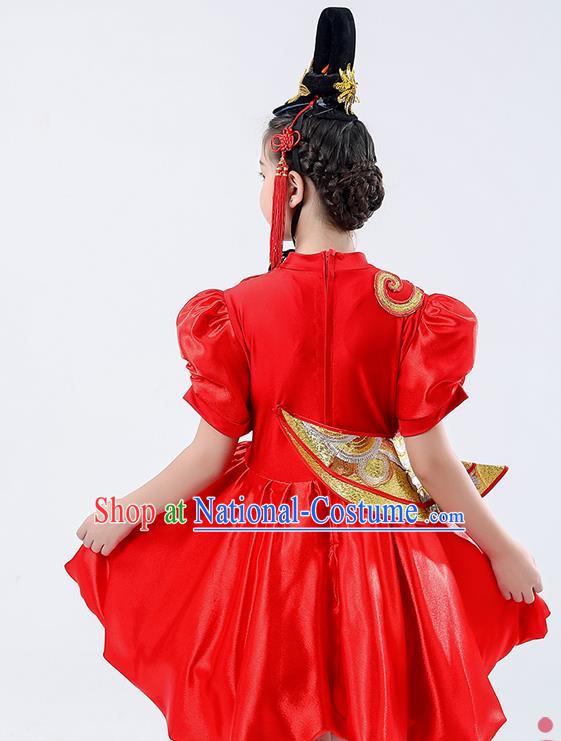 Chinese Yangge Performance Clothing Children Yangko Dance Uniforms Folk Dance Costumes Drum Dance Red Dress