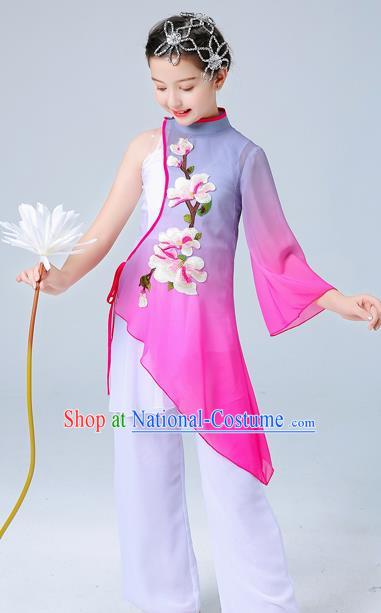 China Girl Stage Performance Dancewear Umbrella Dance Clothing Jasmine Flower Dance Outfits Children Classical Dance Costumes