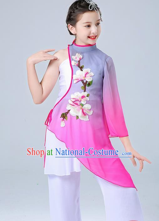 China Girl Stage Performance Dancewear Umbrella Dance Clothing Jasmine Flower Dance Outfits Children Classical Dance Costumes