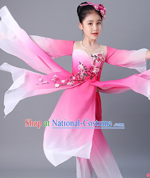 China Jasmine Flower Dance Rosy Outfits Children Classical Dance Costumes Girl Stage Performance Dancewear Umbrella Dance Clothing