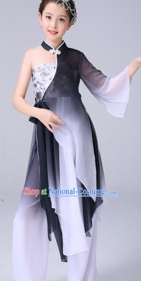 China Peony Dance Black Outfits Children Classical Dance Costumes Girl Stage Performance Dancewear Umbrella Dance Clothing