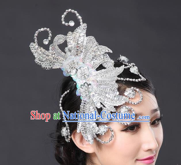 China Yangge Dance Hair Accessories Yangko Dance Argent Hair Stick Woman Folk Dance Headpiece