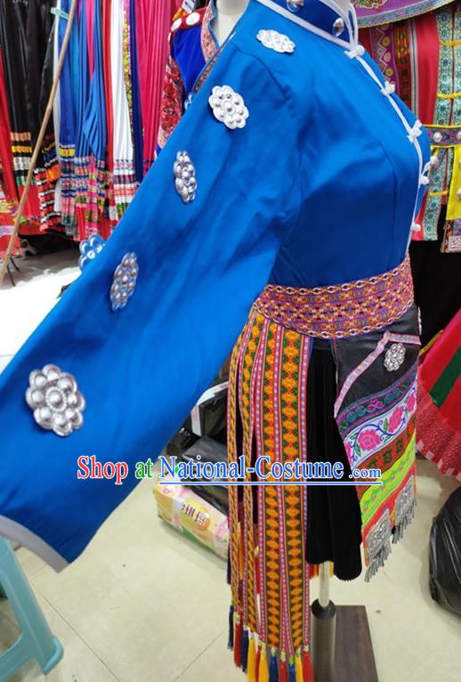 Chinese Miao Nationality Folk Dance Clothing Guizhou Ethnic Pheasant Dance Garments Hmong Minority Woman Performance Short Dress Outfits