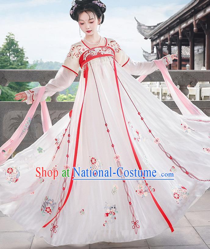 China Tang Dynasty Palace Beauty Historical Clothing Traditional Court Hanfu Dress Ancient Princess Garment Costumes