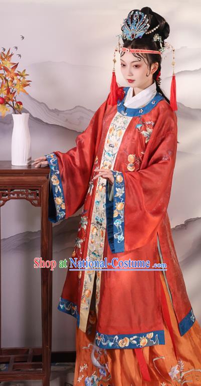 China Ming Dynasty Young Mistress Historical Clothing Traditional Hanfu Dresses Ancient Noble Woman Garment Costumes