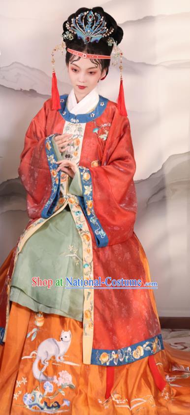 China Ming Dynasty Young Mistress Historical Clothing Traditional Hanfu Dresses Ancient Noble Woman Garment Costumes