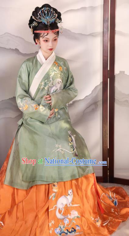 China Ming Dynasty Young Mistress Historical Clothing Traditional Hanfu Dresses Ancient Noble Woman Garment Costumes