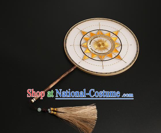 China Classical Dance Embroidered Fan Handmade Silk Palace Fan Traditional Hanfu Circular Fans