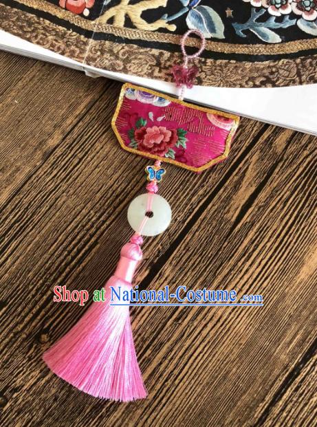 Handmade China Classical Hanfu Brooch Accessories Suzhou Embroidered Peony Tassel Pendant