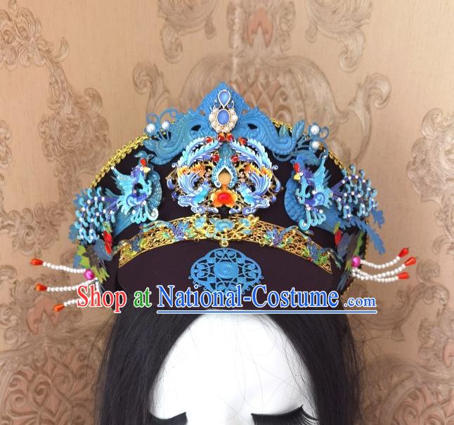 China Handmade Qing Dynasty Imperial Concubine Hair Crown Traditional Court Headdress Ancient Court Woman Hat Headwear