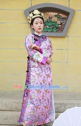 Chinese Ancient Manchu Queen Purple Qipao Dress Drama Empresses in the Palace Garment Costumes Qing Dynasty Imperial Concubine Clothing