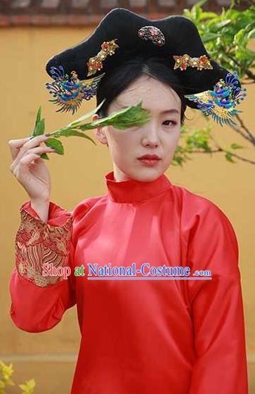 Chinese Ancient Manchu Princess Red Dress Drama Empresses in the Palace Garment Costume Qing Dynasty Court Lady Clothing