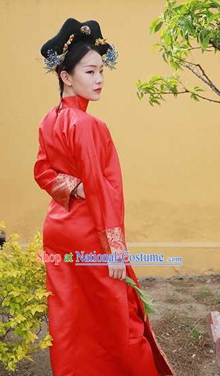 Chinese Ancient Manchu Princess Red Dress Drama Empresses in the Palace Garment Costume Qing Dynasty Court Lady Clothing