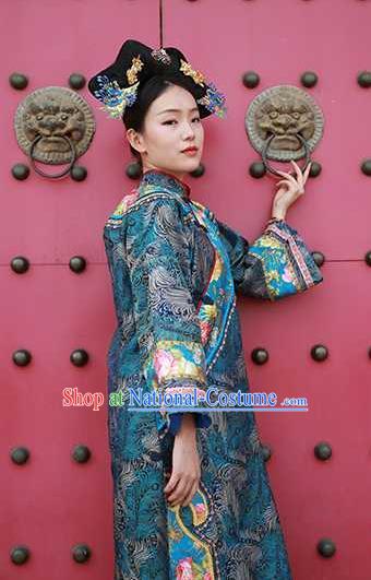 Chinese Ancient Imperial Consort Green Dress Drama Ruyi Royal Love in the Palace Garment Costume Qing Dynasty Manchu Woman Clothing