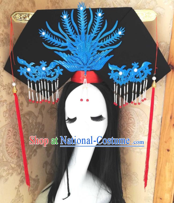 China Handmade Qing Dynasty Queen Mother Phoenix Hair Crown Traditional Princess of Pearl Court Headdress Ancient Empress Dowager Hat Headwear