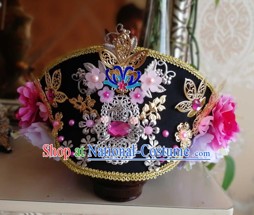 China Handmade Qing Dynasty Imperial Consort Hair Crown Traditional Empresses in the Palace Zhen Huan Court Headdress Ancient Court Woman Hat