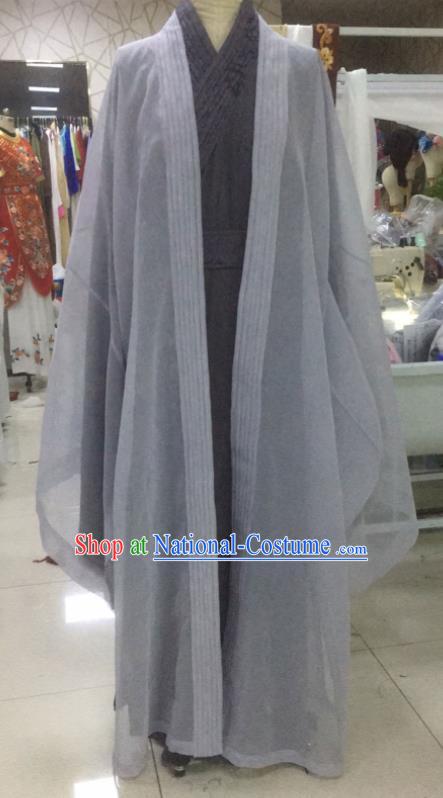 China Beijing Opera Niche Clothing Traditional Yue Opera Young Male Garment Peking Opera Scholar Grey Costumes