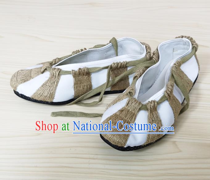 China Peking Opera Shoes Ancient Taoist Priest Shoes Beijing Opera Straw Shoes