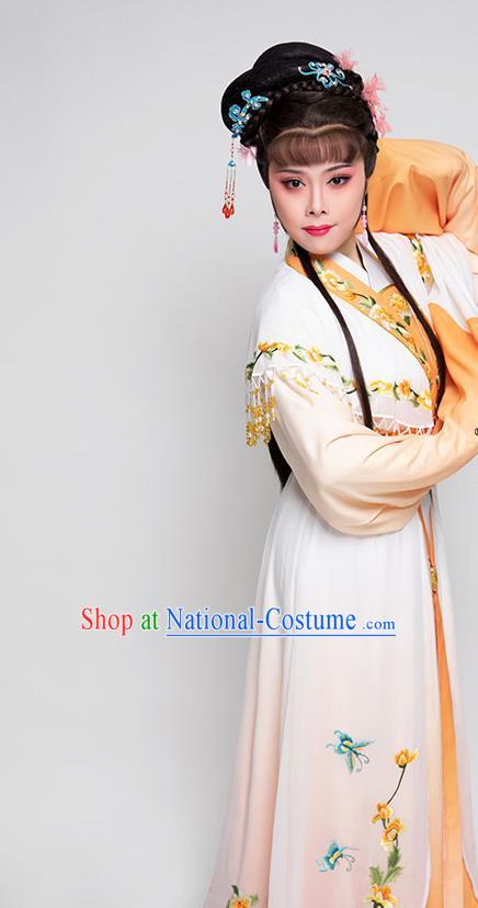 Chinese Beijing Opera Hua Tan Garment Costume Yue Opera Actress Performance Clothing Ancient Noble Lady Orange Dress