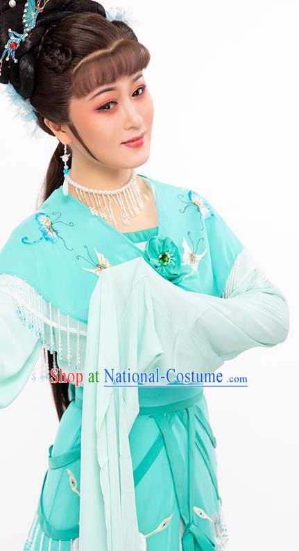 Chinese Ancient Young Beauty Green Dress Beijing Opera Diva Zhu Yingtai Garment Costumes Yue Opera Actress Clothing