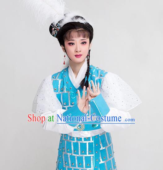 Chinese Ancient Female Swordsman Dress Beijing Opera Actress Garment Costumes Yue Opera Woman Soldier Armor Clothing