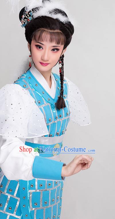 Chinese Ancient Female Swordsman Dress Beijing Opera Actress Garment Costumes Yue Opera Woman Soldier Armor Clothing