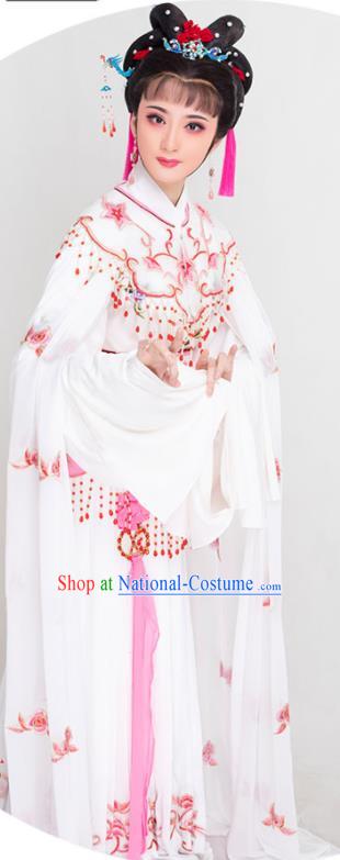 Chinese Ancient Swordswoman White Dress Beijing Opera Young Lady Garment Costumes Huangmei Opera Diva Clothing