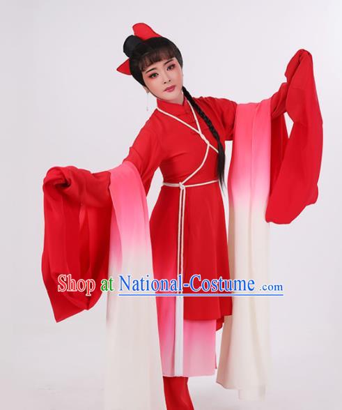 Chinese Huangmei Opera Actress Clothing Ancient Young Beauty Red Water Sleeve Dress Beijing Opera Hua Tan Garment Costumes