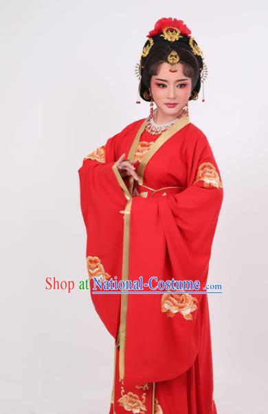 China Peking Opera Diva Clothing Ancient Empress Red Dress Huangmei Opera Court Beauty Garment Costume